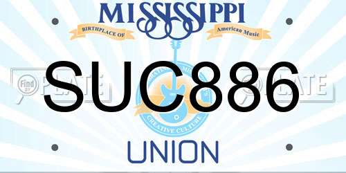SUC886 Mississippi License Plate