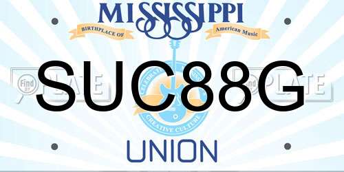 SUC88G Mississippi License Plate