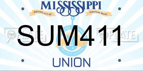 SUM411 Mississippi License Plate