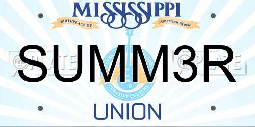 SUMM3R Mississippi License Plate