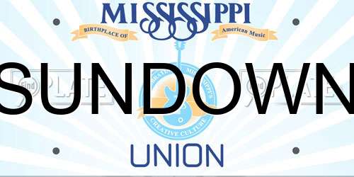 SUNDOWN Mississippi License Plate
