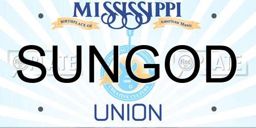 SUNGOD Mississippi License Plate