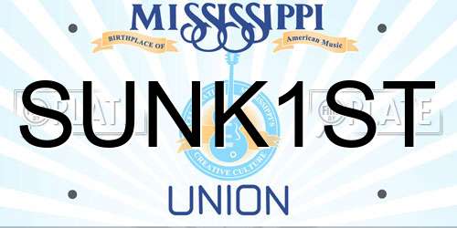 SUNK1ST Mississippi License Plate