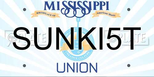 SUNKI5T Mississippi License Plate