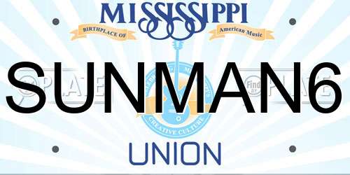 SUNMAN6 Mississippi License Plate