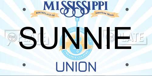 SUNNIE Mississippi License Plate
