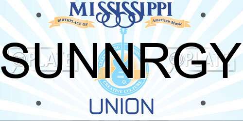 SUNNRGY Mississippi License Plate