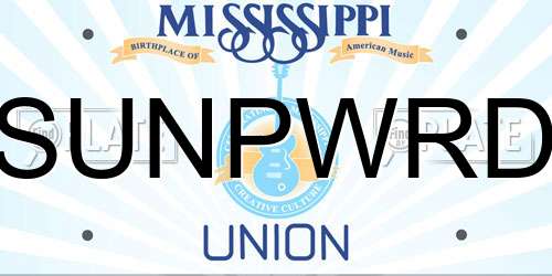 SUNPWRD Mississippi License Plate