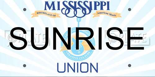 SUNRISE Mississippi License Plate