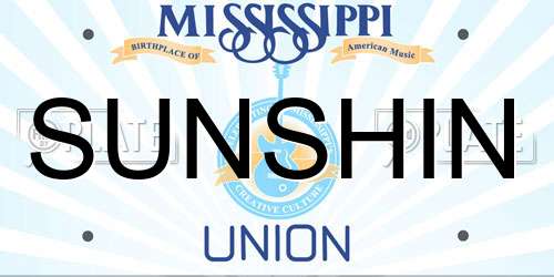 SUNSHIN Mississippi License Plate