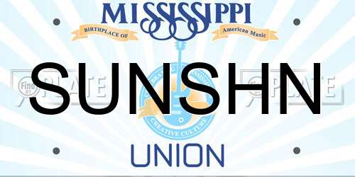 SUNSHN Mississippi License Plate