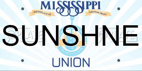 SUNSHNE Mississippi License Plate