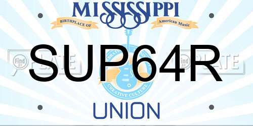 SUP64R Mississippi License Plate
