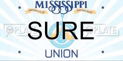 SURE Mississippi License Plate