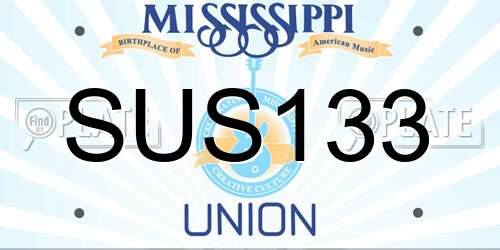 SUS133 Mississippi License Plate