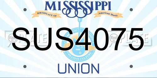 SUS4075 Mississippi License Plate