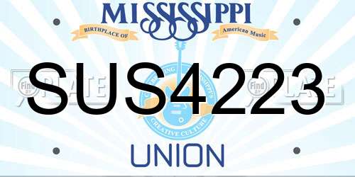 SUS4223 Mississippi License Plate