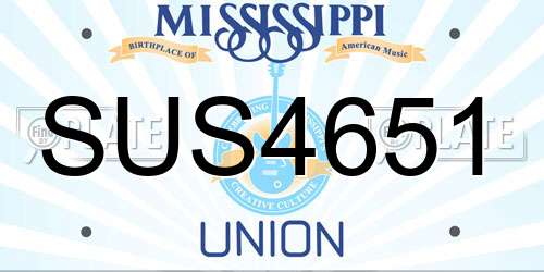SUS4651 Mississippi License Plate