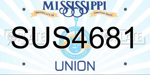 SUS4681 Mississippi License Plate