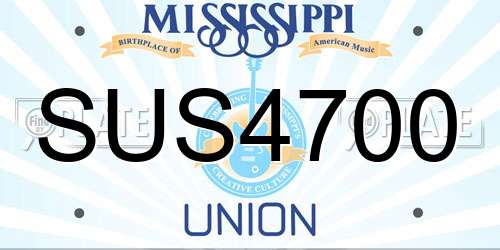 SUS4700 Mississippi License Plate
