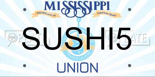SUSHI5 Mississippi License Plate