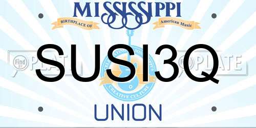 SUSI3Q Mississippi License Plate