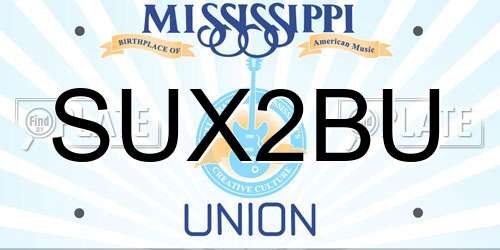 SUX2BU Mississippi License Plate