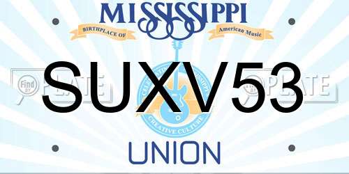 SUXV53 Mississippi License Plate