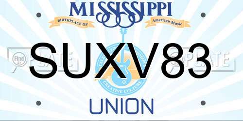 SUXV83 Mississippi License Plate