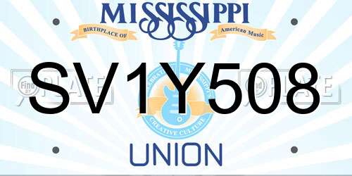 SV1Y508 Mississippi License Plate