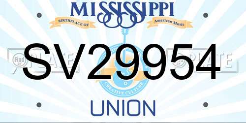 SV29954 Mississippi License Plate
