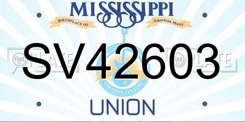 SV42603 Mississippi License Plate