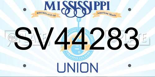 SV44283 Mississippi License Plate