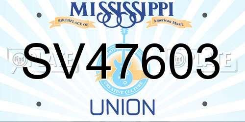 SV47603 Mississippi License Plate