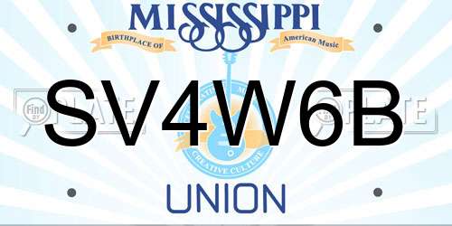 SV4W6B Mississippi License Plate
