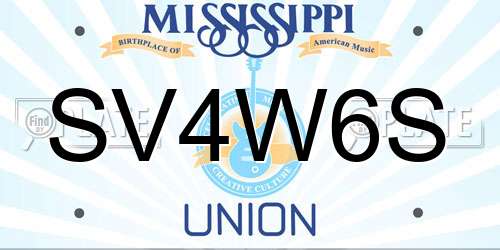 SV4W6S Mississippi License Plate