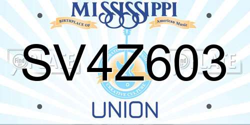 SV4Z603 Mississippi License Plate