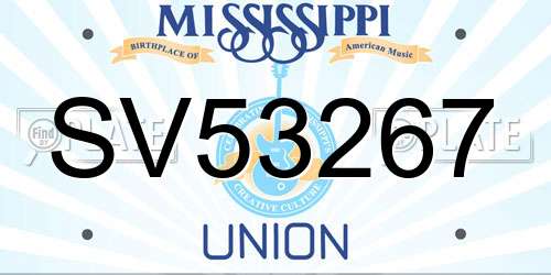 SV53267 Mississippi License Plate