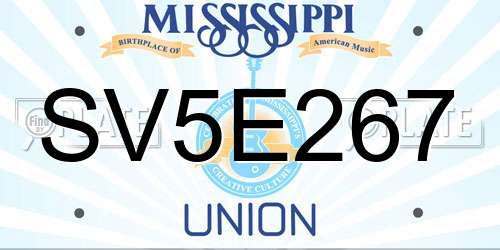 SV5E267 Mississippi License Plate