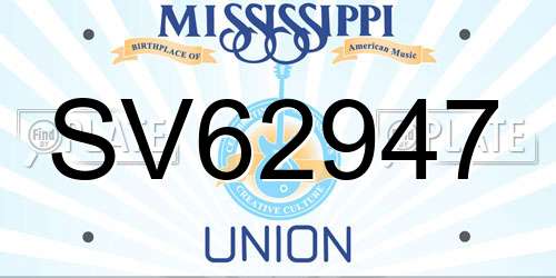 SV62947 Mississippi License Plate