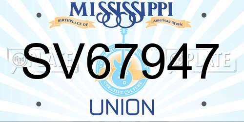 SV67947 Mississippi License Plate