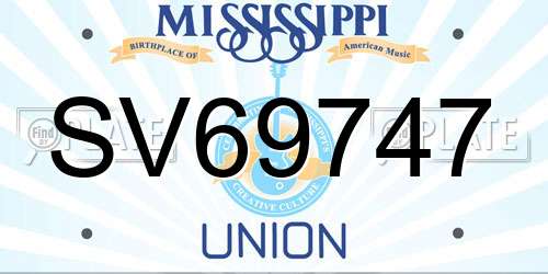 SV69747 Mississippi License Plate