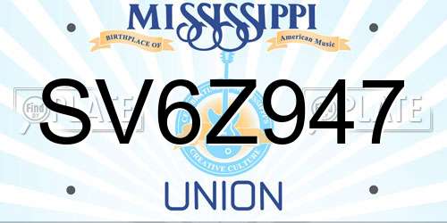 SV6Z947 Mississippi License Plate