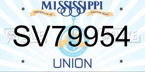 SV79954 Mississippi License Plate