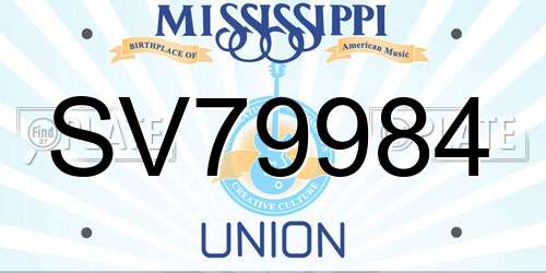 SV79984 Mississippi License Plate