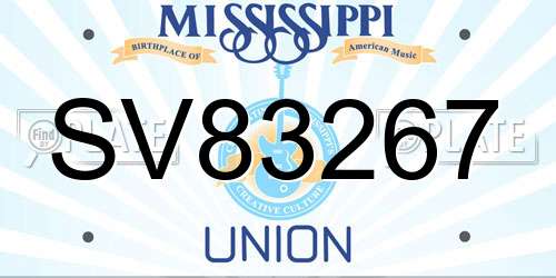 SV83267 Mississippi License Plate