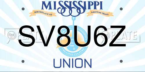 SV8U6Z Mississippi License Plate