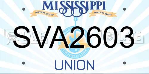 SVA2603 Mississippi License Plate
