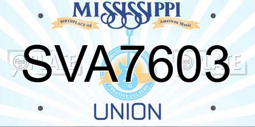 SVA7603 Mississippi License Plate