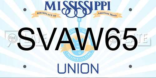 SVAW65 Mississippi License Plate
